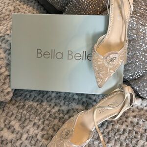La Belle Beige Embellished Heels